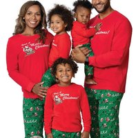 Women’s Sleepwears New Year cotton parent child outfit Home decoration autumn and winter Santa Claus print Christmas pajamas parent child suit