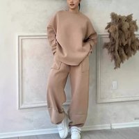 Clothing Autumn Winter Casual Loose Round Neck Long Sleeved Sweater Trousers Suit