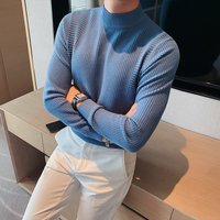 Clothing base sweater spring autumn slim fit mid neck inner wear Korean style half high collar sweater