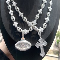 European And American New Style Eye Cross Zircon Pendant Hip Hop Rap Punk Trendy Men's Full Diamond Necklace