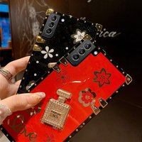 Luxury Diamond Perfume Bottle Case Samsung Galaxy S22 S21 S20 FE Note20 Ultra Note 10 S10 Plus Square Protective Pho