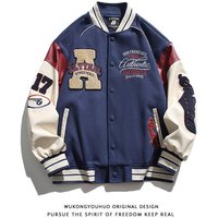 Clothing retro towel embroidery baseball jacket spring autumn loose versatile embroidered letter jacket jacket