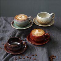 Vintage ceramic mug stoneware small capacity coffee cup saucer set Japanese ceramic mug afternoon tea coffee mug mug