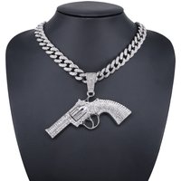 Unisex Jewelry Pistol Diamond Alloy Pendant Men's Personality Exaggerated Rap Trend Hip Hop Style Pendant