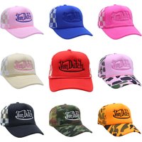 Cross Border Fashion Plaid Camouflage Embroidery Truck Hat Summer Outdoor Breathable Sun Protection Mesh
