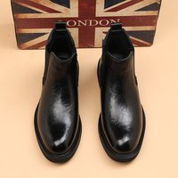 Style One pedal Polished Soft Leather Boots Medium Top Short Boots Shoes Martin Boots