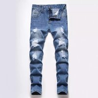 Mother Kids Medium And Large Supply Medium Blue Straight Hole Denim Trousers Four Seasons