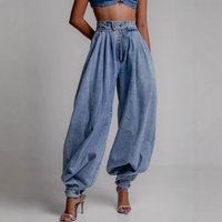 Clothing Spring Summer High Waist Zipper Loose Jeans Retro Balloon Pants Casual Trousers