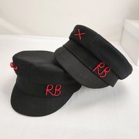 Autumn Winter Fashion RB English Embroidery Hat Outdoor Warm Woolen Peaked Newsboy Cap