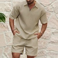 Summer Casual Outfit Short Sleeve Shirt & Shorts Set Breathable Polyester Comfort Fit Outdoor Travel Beach Vacation S