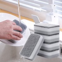 10pcs Double sided Cleaning Sponges Pan Pot Dish Washing Sponges Household Scouring Pad Kit Tools Kitchen Tableware Brush