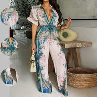 Women's Floral Print Jumpsuit – Sleeveless, High-Waisted & Slimming For Spring Elegance