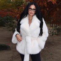 Europe United States Fashion Hot Selling Faux Fur Lapel Coat