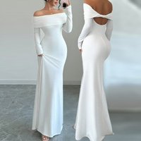  Off Shoulder Bodycon Dress Elegant Slim Fit Bandage Dress Fall