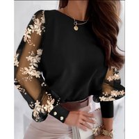 Clothing Long Sleeve Fashion Round Neck Petal Sleeve Shirt Blouse