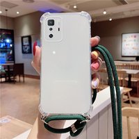 Luxury Cute Lanyard Silicone Phone Case For Xiaomi Redmi Note 10 S 9 8 Mi 12 11 T Lite Pro Ultra-thin Necklace Rope Cove
