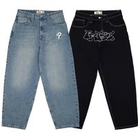 Clothing Street Baggy Casual Jeans Retro Hip Hop Embroidery Trendy Fashion High Waist Jeans