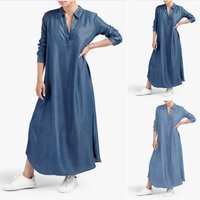 plus Solid Denim Dresses European American Style Cross Border E commerce 2024 Fashion Curvy