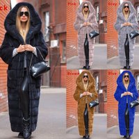 Clothing 2024 Autumn Winter Luxury Solid Fur Coat Hooded Cotton padded Coat Thickened Lengthened Plush Coat