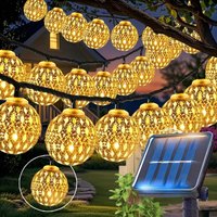 Outdoor Solar Moroccan Ball String Light 50 30 20 LED Fairy Light 8 Modes Garden Fence Christmas Party Holiday Lighting