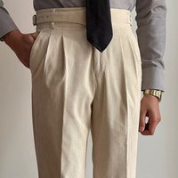  High Waist Straight Fit Suit Pants Business Casual Trousers Paris Buckle Wrinkle Free & Drape Free Fabric Office & Formal Wear