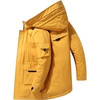 Unisex Winter Thermal Workwear Jacket – Thickened Hooded Coat, Streetwear Style, All-Season Windproof (Black/Beige/Blue/Yellow)