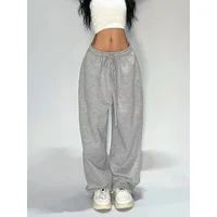 hot selling Deeptown Casual Gray Sweatpants Women Wide Leg Black Joggers Classic Baggy Streetwear Oversized Sports Female Trousers