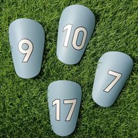 Adjustable Soccer Shin Guards With Player Number Designs (7,9,10,17) - Lightweight Plastic Leg Protection For Football, Basketball & Volleyball