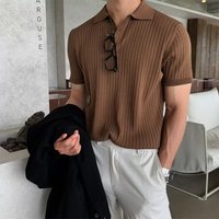 Men's Clothing Business Mature Style Men's Polo Short Sleeved Summer New Lapel Button Slim Knit Sweater