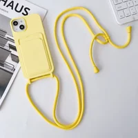Crossboby Lanyard Rope Phone Case IPhone 16 15 14 Plus 13 12 11 Pro Max Silicone Card Package Fall Prevention Cover