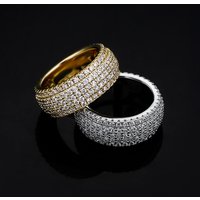 European And American Cross-Border Five-Row Encrypted Full Diamond Personality Men's Hip-Hop Trendy Simple Unisex Ring