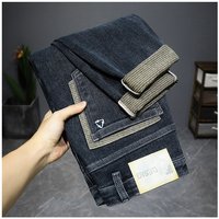 High end jeans men's 2024 spring new trendy brand slim fit versatile and atmospheric small leg pants men