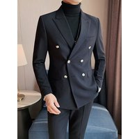 Light mature casual suit set double row buttons autumn winter high end commuting minimalist suit dress