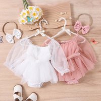 Baoshi Wear Korean Edition Princess Summer Mesh Long sleeved Tied Yarn Skirt Triangle Open Crotch