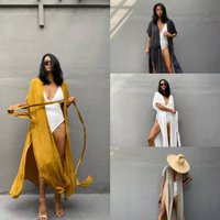Plus Beach Cover Up – Lightweight Cotton Kimono UPF Protection Breezy Swimwear Wrap 