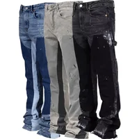 Jeans Men's Work Fashion Stretch Patch Denim Stacked Flare Pants