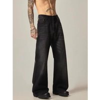 Retro High-Street Black Denim Jeans For Men – Slim Fit Bootcut Trousers With Vintage Wash & Urban Edge