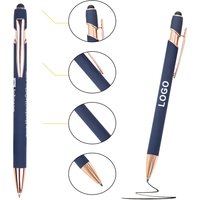 High Quality Of Ball Point Soft Cover Promotional Metal Rubberized Ballpoint Pen Aluminum Touch Stylus Custom Logo Pens