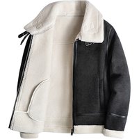 Hunting outfit fur integrated short motorcycle lapel flight suit handsome PU leather trendy jacket
