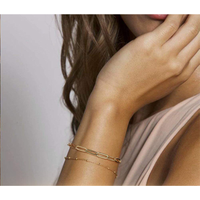 Women's exquisite gold Plated double-layer lasso paperclip bracelet, personalized small bracelet gift | Dainty Gold Bracelets for Women