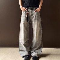 Y2K Vintage Washed Distressed High Street Cleanfit Jeans Relaxed Wide Leg Straight Denim Pants Baggy Fit Long Length