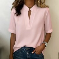 2026 Summer Solid Casual Pullover Short sleeved Shirt Loose Large Shirt