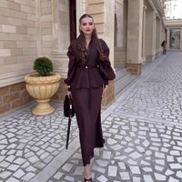 Spring Temperament V Neck Cardigan Top High Waisted Skirt Set Long Sleeved Waist Cinching Outfit