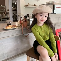 Girls' Stylish Knit Cardigan – Short Sleeveless Sweater For Autumn (90-160cm) – Soft & Breathable Polyester Blend