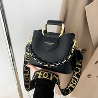 Cross border handbags retro versatile wide shoulder strap messenger bag fashionable chain commuter shoulder bucket bag