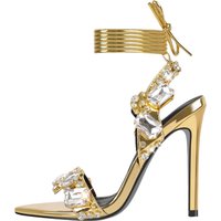 Women's Shoes 11cm New Pointed Gold Foreign Trade Rivet Rhinestone Stiletto Heels Summer Sandals Fashion Large Size Shoes
