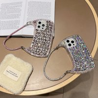 High-end Crystal Bag With Single Shell Same Style Flash Diamond Strap Phone Case For IPhone 16 Pro Max 15 Pro 14 13 12 11 Case