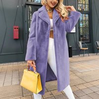 Clothing Autumn Winter Independent Station Fashion Elegant Lace up Lapel Plush Long Coat