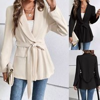 European American Spring Summer Slim Fashion Lace Solid Long Sleeved Suit Jacket