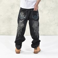 Clothing Autumn Winter Large Embroidery Large Foreign Trade Loose Plus Fat Plus Hip Hop Trend Fat Guy Skateboard Pants